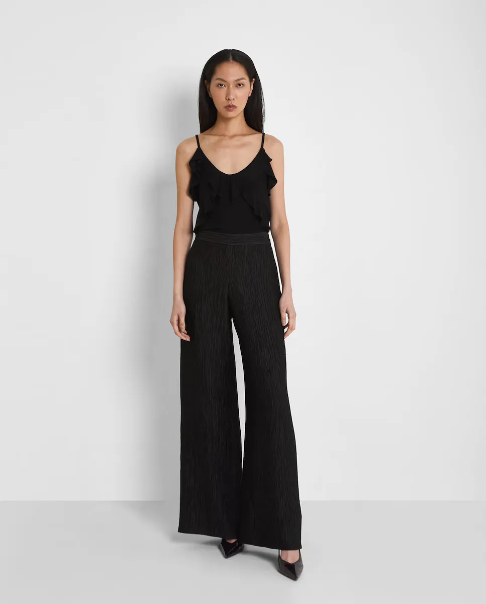 Широкие женские брюки с фактурной тканью Trucco, черный 
Широкие женские брюки с фактурной тканью Trucco, черный