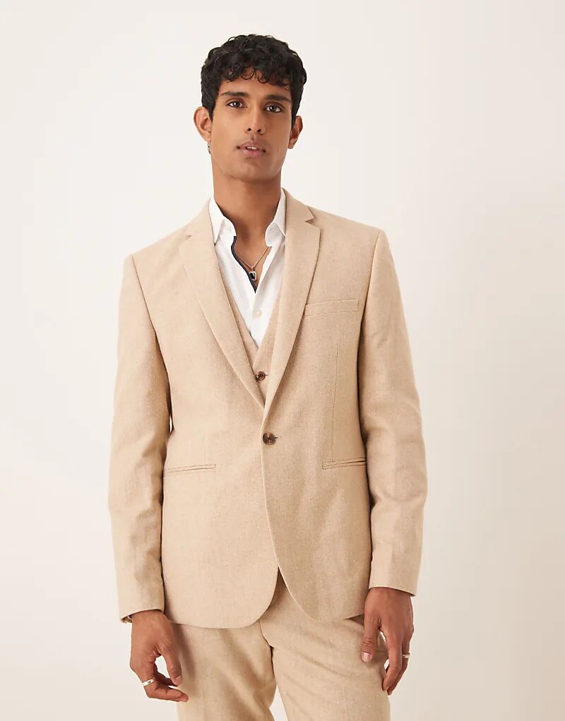 Тонкий пиджак из смесовой шерсти ASOS DESIGN верблюжьего цвета 
Тонкий пиджак из смесовой шерсти ASOS DESIGN верблюжьего цвета