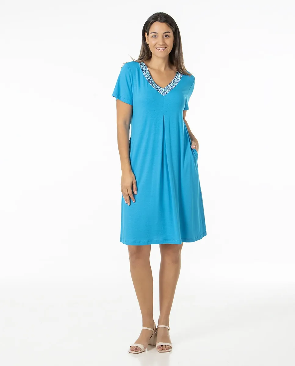 Домашнее платье с коротким рукавом Mitjans, бирюзовый
Домашнее платье с коротким рукавом Mitjans, бирюзовый