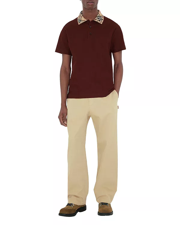 Хлопковая рубашка-поло с клетчатым воротником Burberry, красный
Хлопковая рубашка-поло с клетчатым воротником Burberry, красный