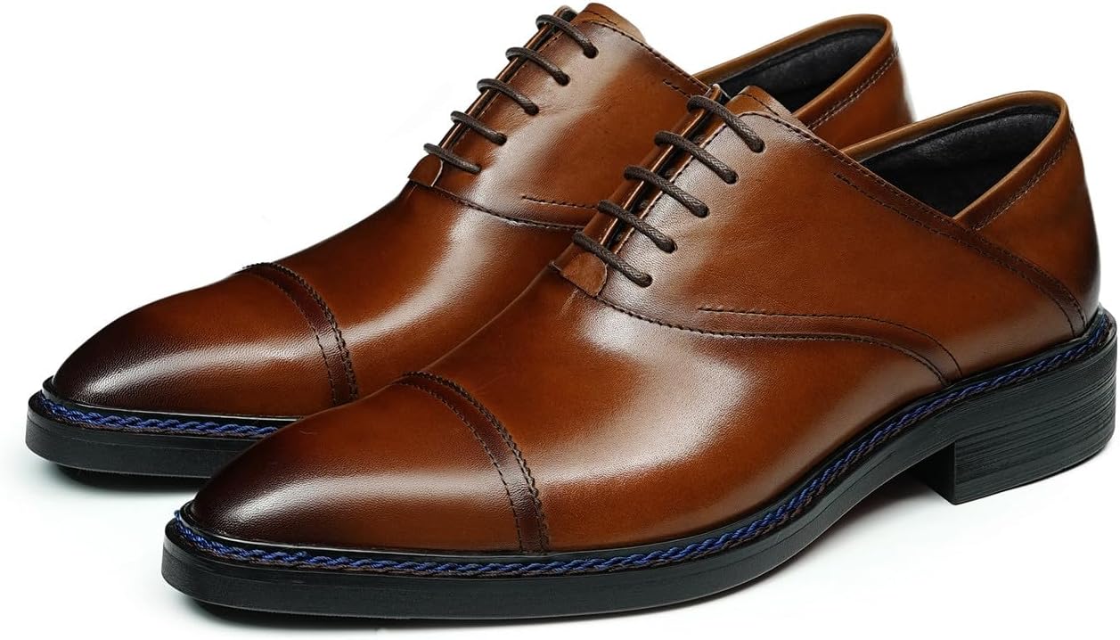 Мужские туфли-оксфорды Santimon с закрытым носком - из натуральной кожи, на шнуровке, для формальной одежды, бизнеса и свадеб, с удобной амортизирующей стелькой, отполированным верхом и нескользящей резиновой подошвой, коричневый
Мужские туфли-оксфорды Santimon с закрытым носком - из натуральной кожи, на шнуровке, для формальной одежды, бизнеса и свадеб, с удобной амортизирующей стелькой, отполированным верхом и нескользящей резиновой подошвой, коричневый