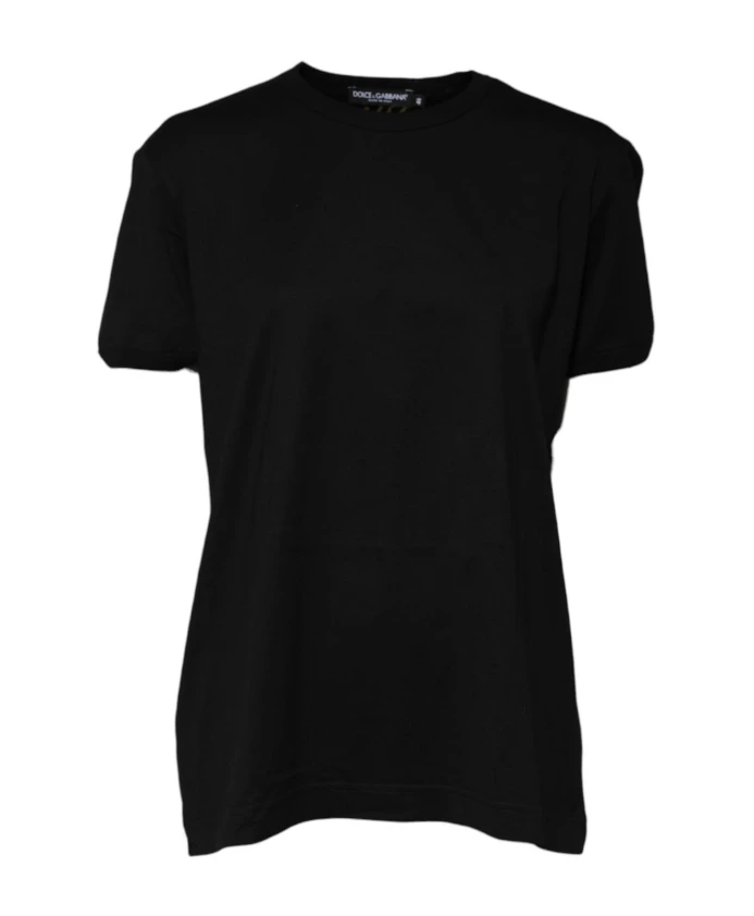 Черная хлопковая футболка с круглым вырезом Dolce & Gabbana, черный
Черная хлопковая футболка с круглым вырезом Dolce & Gabbana, черный