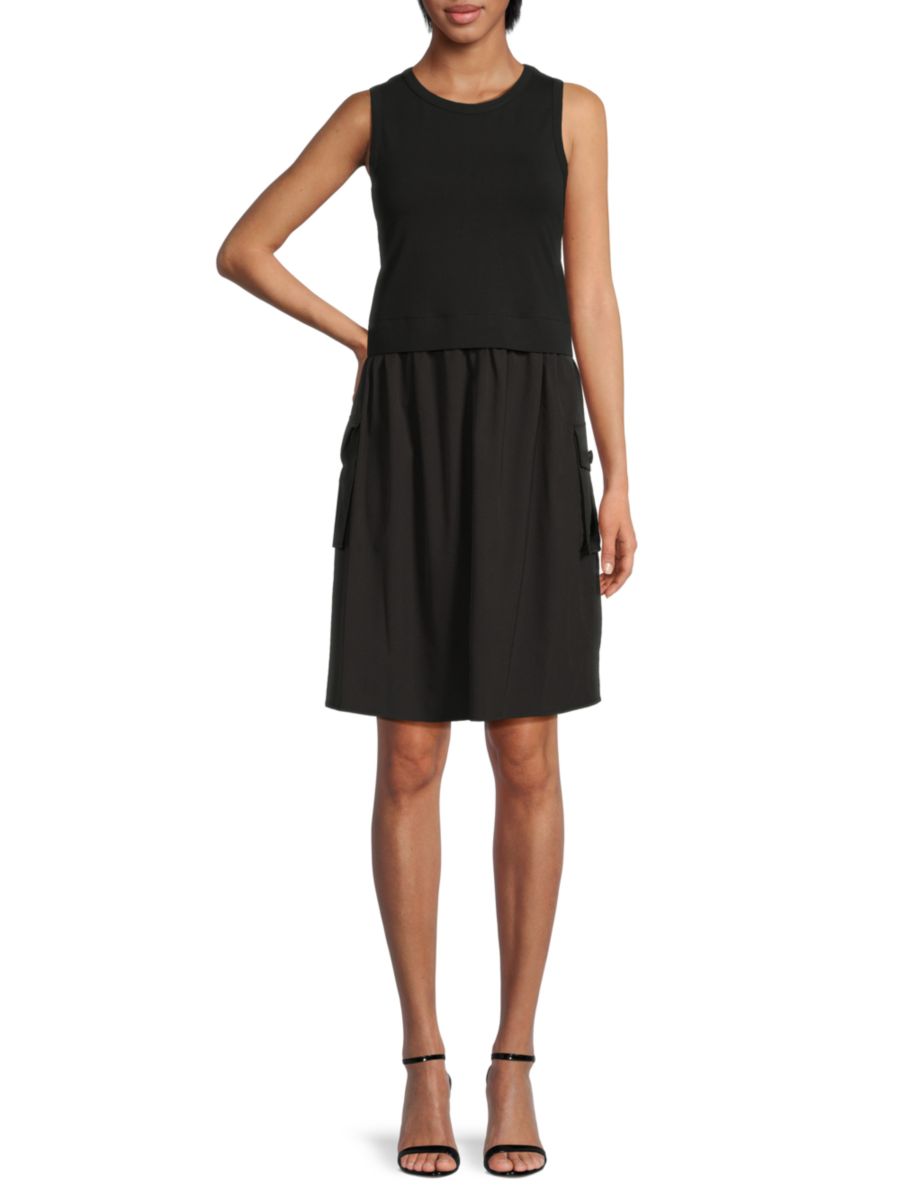 Платье А-силуэта без рукавов из комбинированной ткани DKNY, черный
Платье А-силуэта без рукавов из комбинированной ткани DKNY, черный