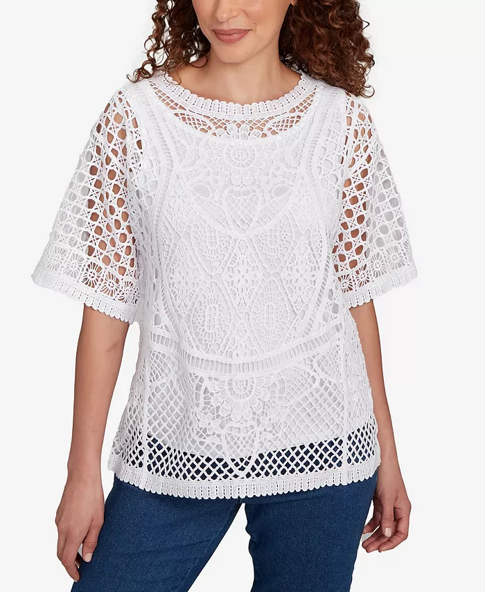 Миниатюрный вязаный крючком свитер с цветочным узором Ruby Rd., белый
Миниатюрный вязаный крючком свитер с цветочным узором Ruby Rd., белый