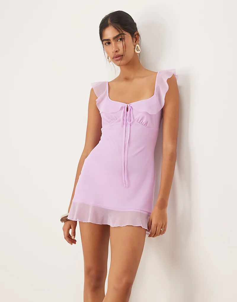 Платье-мини с сетчатой юбкой и оборками на бретелях ASOS DESIGN сиреневого цвета
Платье-мини с сетчатой юбкой и оборками на бретелях ASOS DESIGN сиреневого цвета