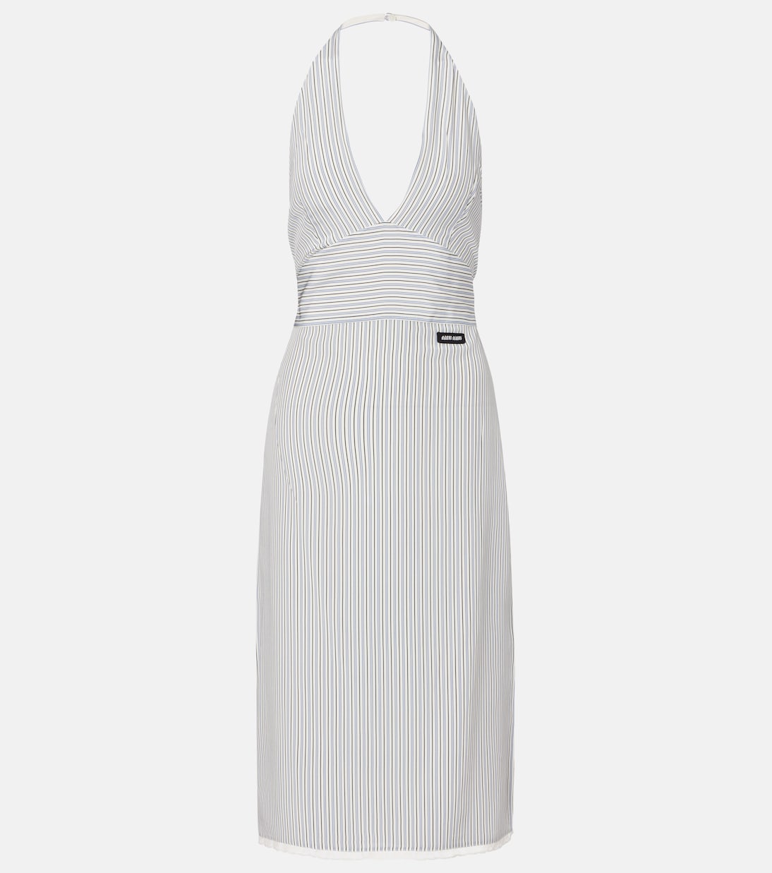 Платье миди в полоску из шелкового крепдешина Miu Miu, Avorio+Avio
Платье миди в полоску из шелкового крепдешина Miu Miu, Avorio+Avio