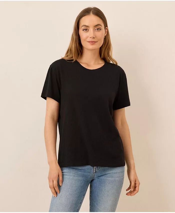 Женская футболка свободного кроя из органического хлопка, лёгкая, с бахромой Pact, черный 
Женская футболка свободного кроя из органического хлопка, лёгкая, с бахромой Pact, черный