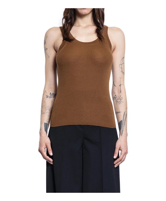 Вязаный топ в рубчик Max Mara, коричневый
Вязаный топ в рубчик Max Mara, коричневый