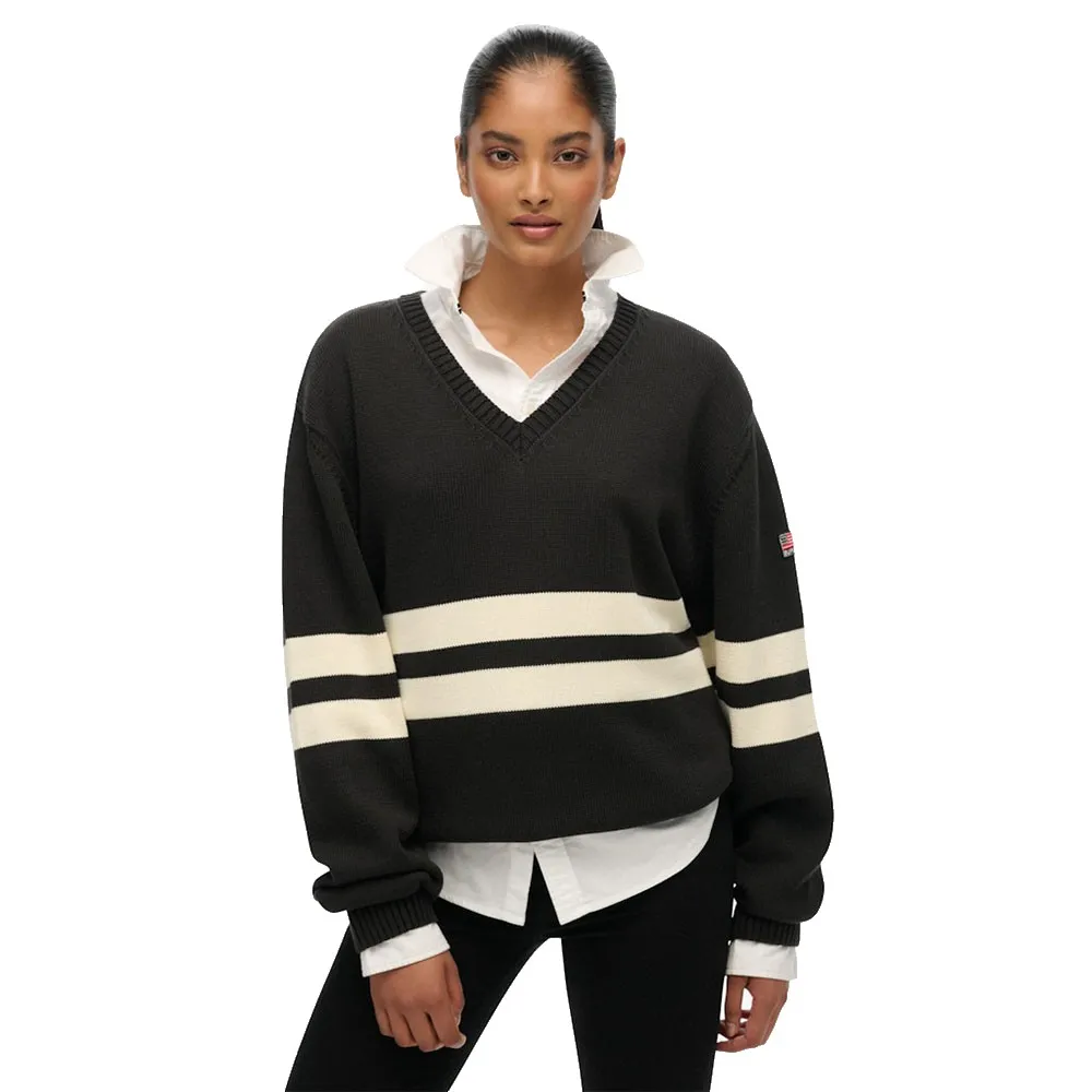 Свитер Superdry Oversized Striped V Neck, черный
Свитер Superdry Oversized Striped V Neck, черный