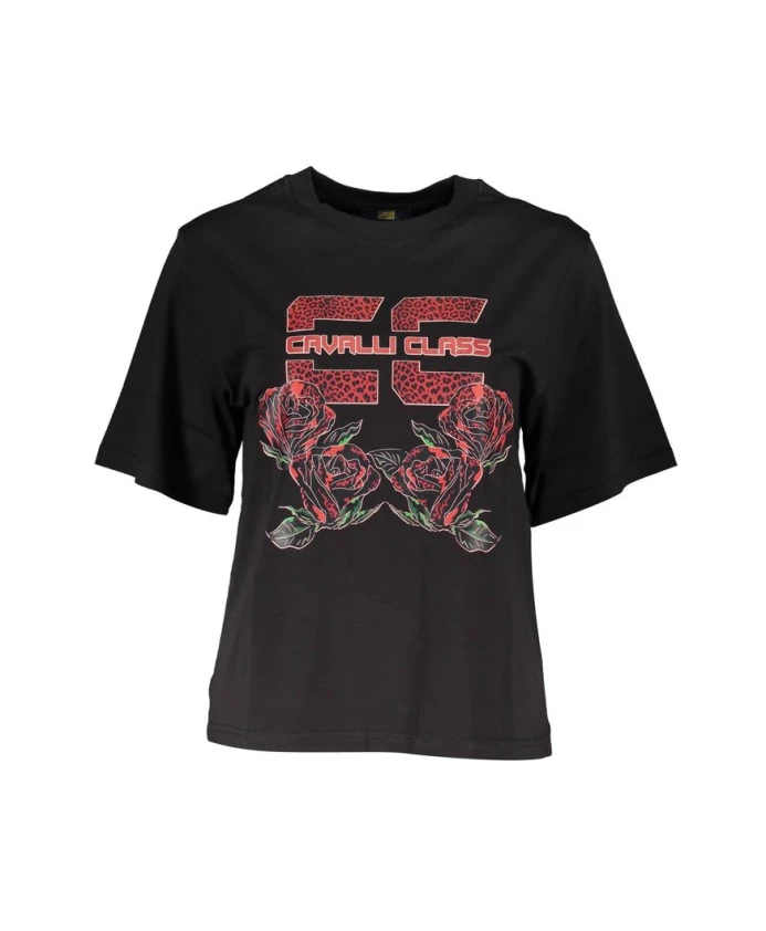 Черная хлопковая женская футболка Cavalli Class, черный
Черная хлопковая женская футболка Cavalli Class, черный