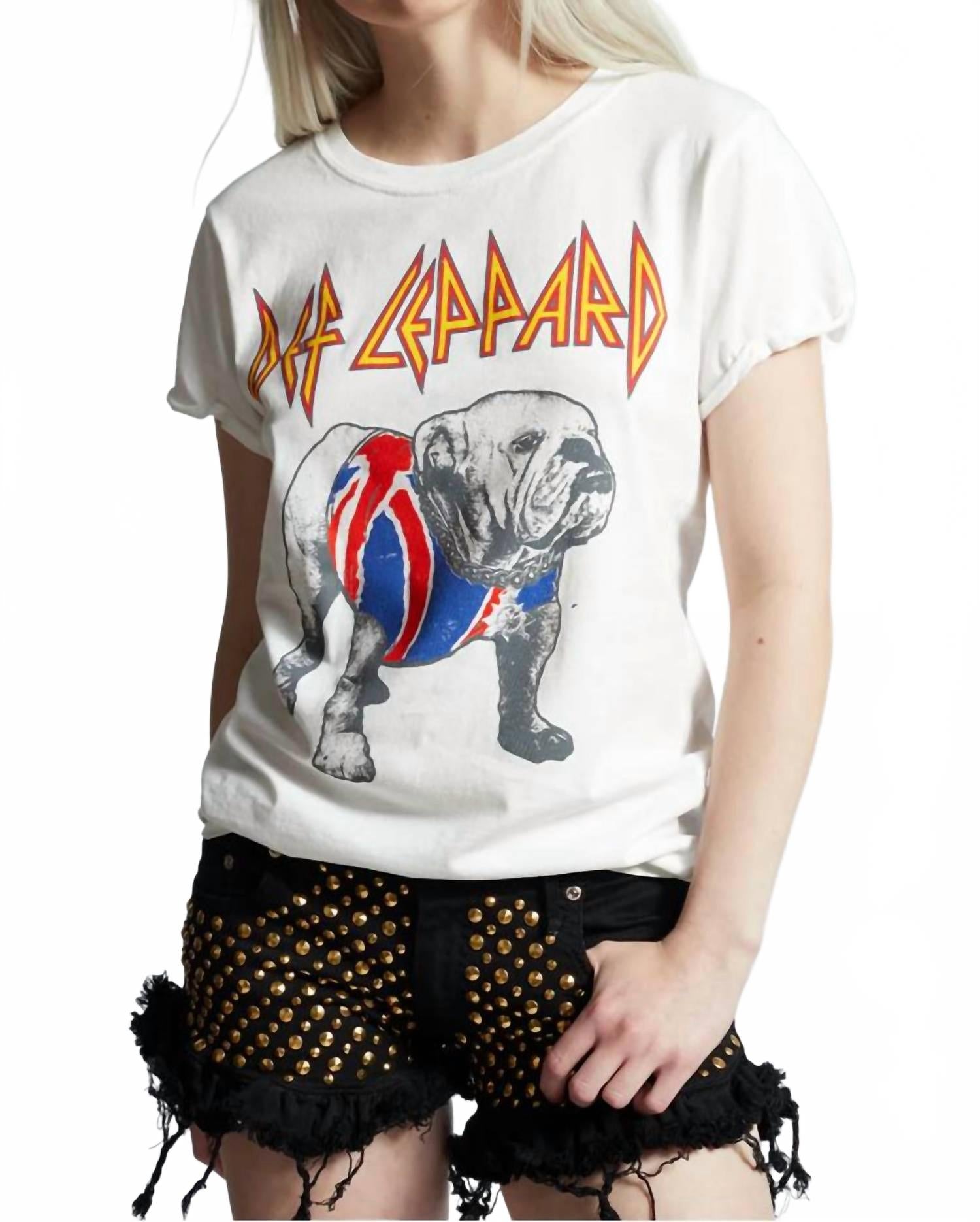 Футболка Def Leppard с изображением бульдога в белом цвете Recycled Karma 
Футболка Def Leppard с изображением бульдога в белом цвете Recycled Karma