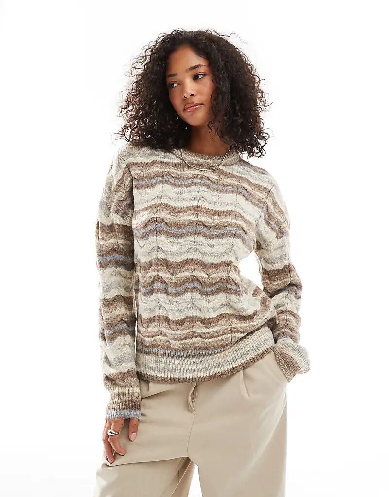 Джемпер крупной вязки в коричневую полоску Threadbare 
Джемпер крупной вязки в коричневую полоску Threadbare