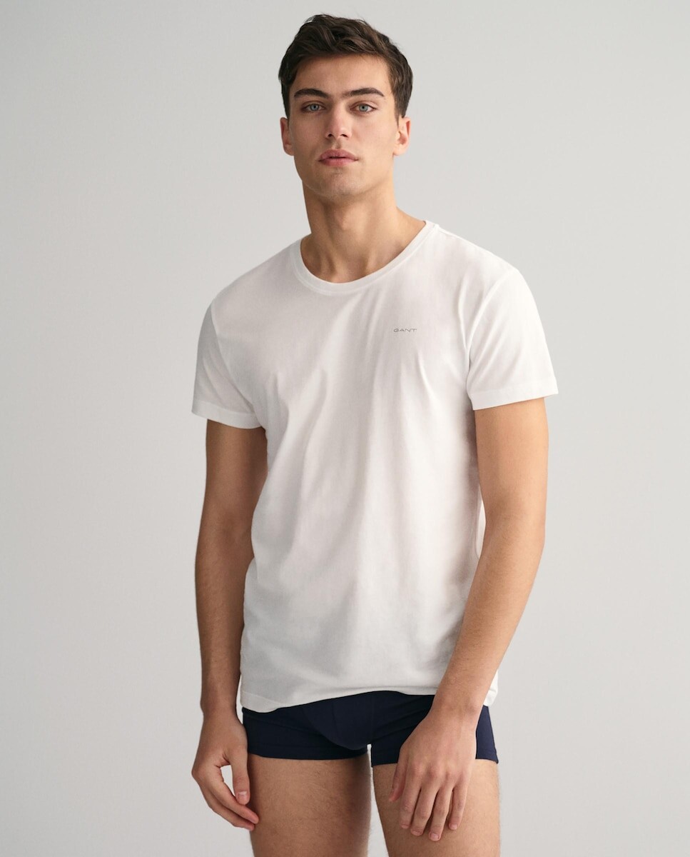 Комплект из двух мужских хлопковых маек с короткими рукавами Gant, белый 
Комплект из двух мужских хлопковых маек с короткими рукавами Gant, белый