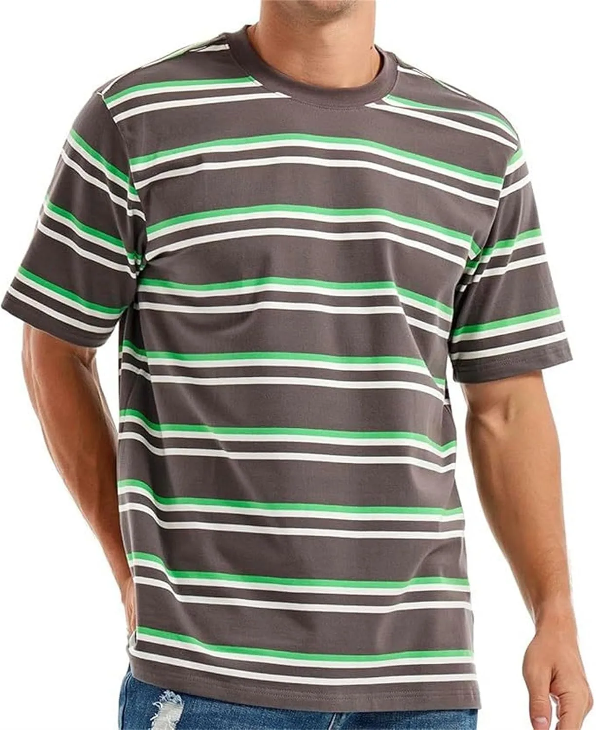 Мужская футболка с круглым вырезом и полосками, мягкий хлопок, свободный крой, принт с цветами DGHM-JLMY
Мужская футболка с круглым вырезом и полосками, мягкий хлопок, свободный крой, принт с цветами DGHM-JLMY