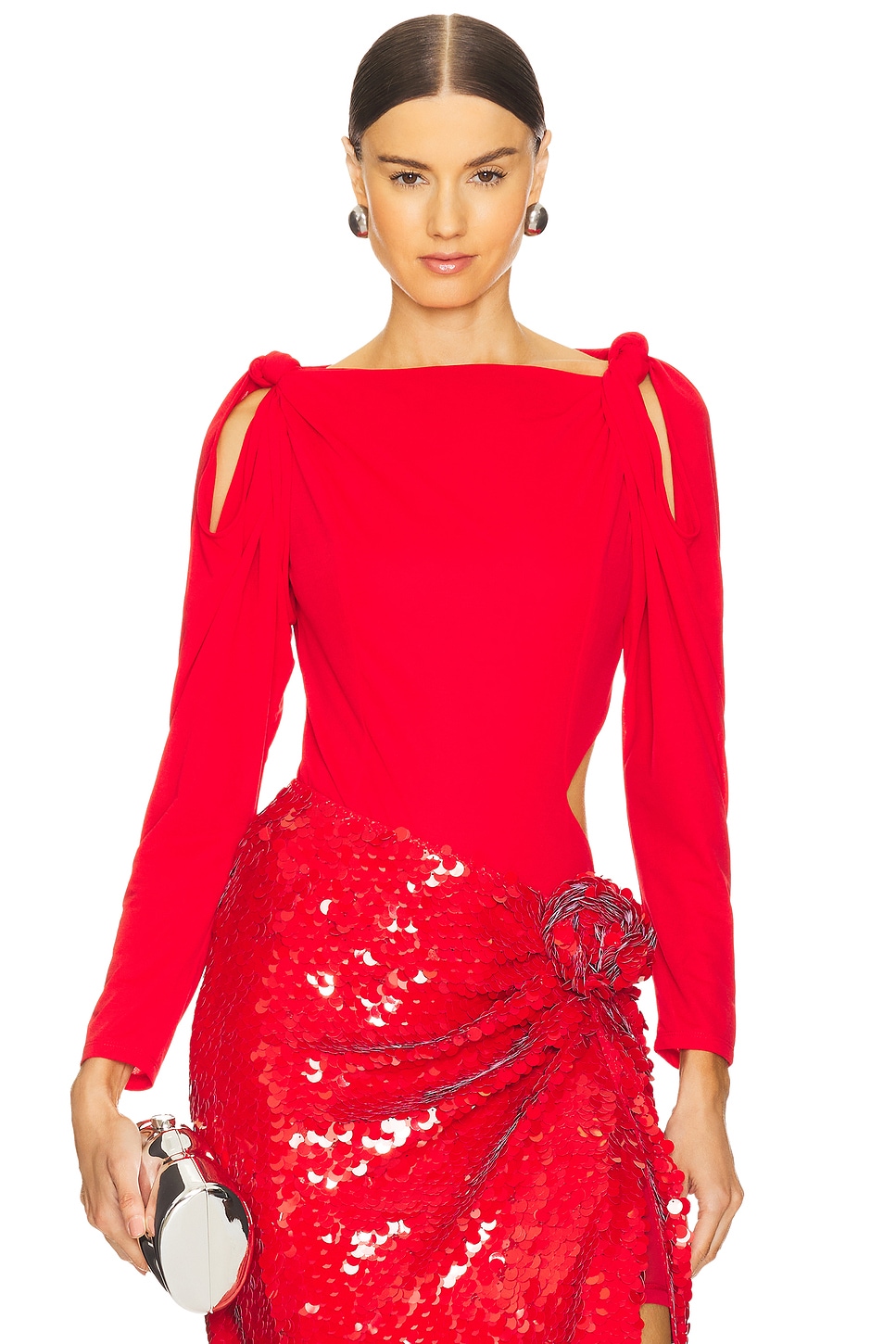 Боди с узлом Rotate, красный 
Боди с узлом Rotate, красный