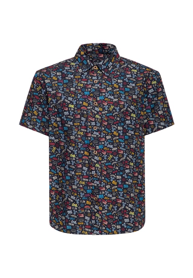 Рубашка с короткими рукавами и надписями на тему бунтарства King Kerosin, черный
Рубашка с короткими рукавами и надписями на тему бунтарства King Kerosin, черный