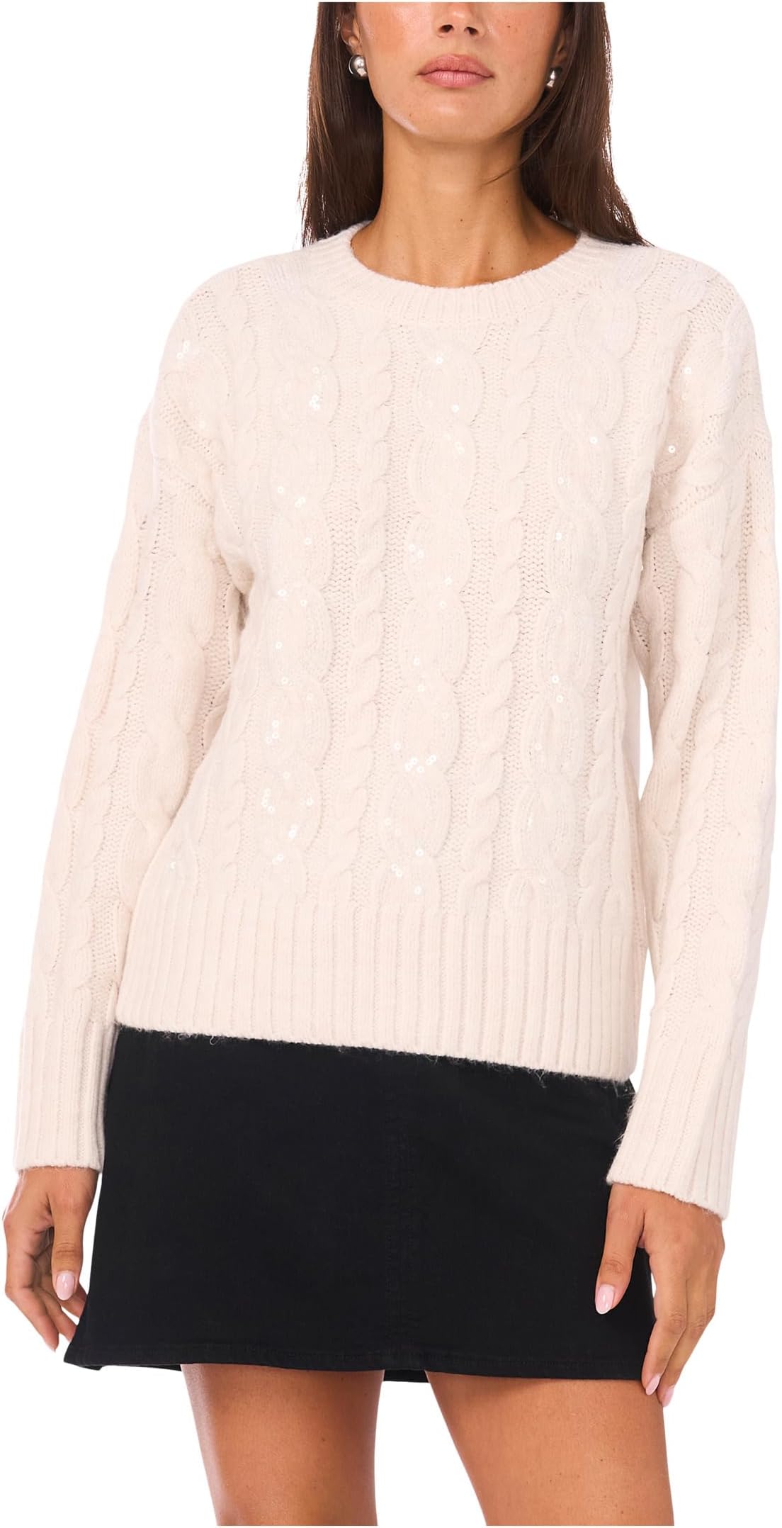 Свитер Vince Camuto Women's Sequin Cable Long Sleeve Crew Neck, Ivory Heather
Свитер Vince Camuto Women's Sequin Cable Long Sleeve Crew Neck, Ivory Heather