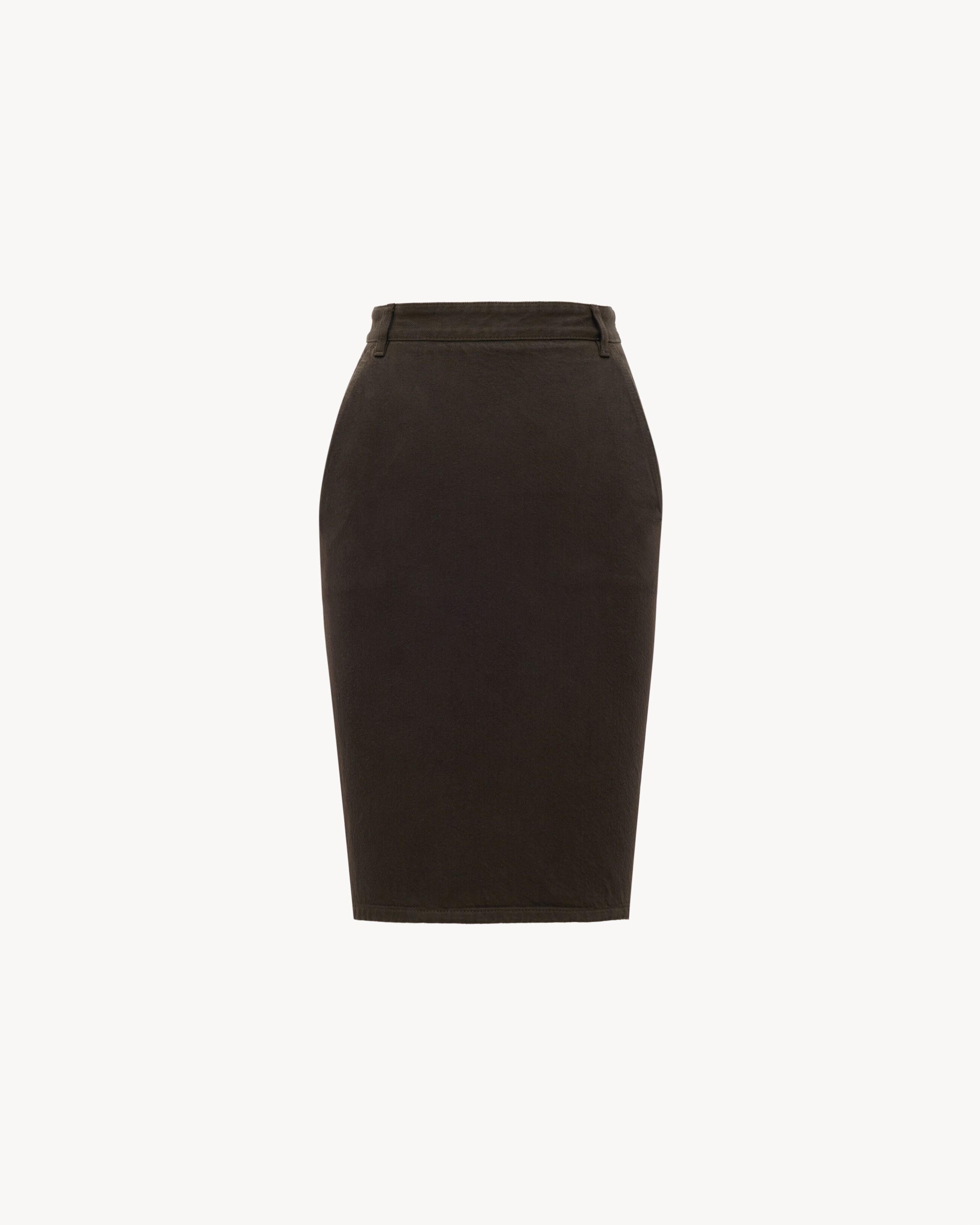 Юбка-карандаш из темно-коричневого денима Saint Laurent
Юбка-карандаш из темно-коричневого денима Saint Laurent