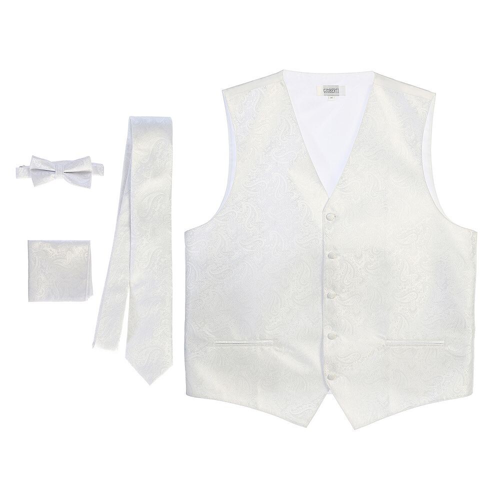 Мужской формальный жилет Gioberti из 4 предметов с узором пейсли, галстук-бабочка и нагрудный платок, белый
Мужской формальный жилет Gioberti из 4 предметов с узором пейсли, галстук-бабочка и нагрудный платок, белый