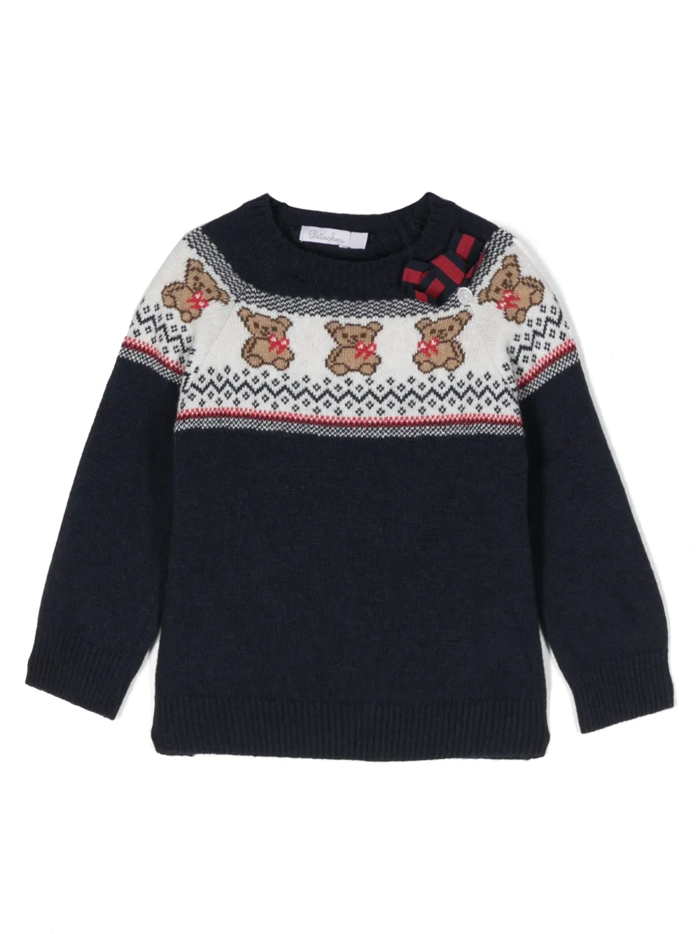 Джемпер вязки интарсия с бантом Patachou, синий
Джемпер вязки интарсия с бантом Patachou, синий