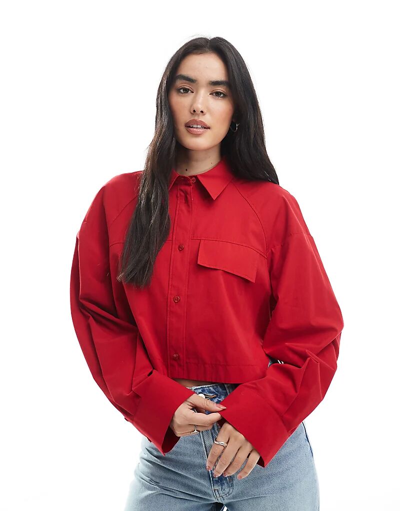Укороченная рубашка свободного кроя с карманом из высококачественного хлопка ASOS DESIGN красного цвета
Укороченная рубашка свободного кроя с карманом из высококачественного хлопка ASOS DESIGN красного цвета
