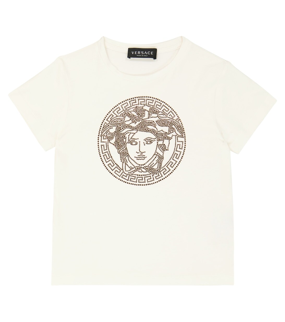 Хлопковая футболка с декором Medusa Versace, белый 
Хлопковая футболка с декором Medusa Versace, белый