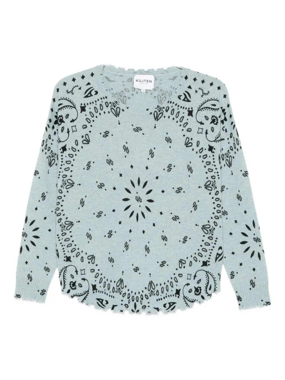 Свитер с принтом банданы и бахромой по краям kujten, синий 
Свитер с принтом банданы и бахромой по краям kujten, синий