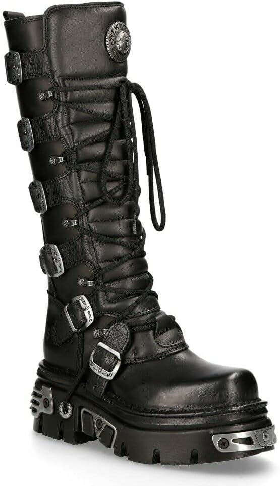 Мужские ботинки New Rock 272-S1 из черной металлической кожи в готическом стиле Emo до колена с застежкой на шнуровку и пряжку
Мужские ботинки New Rock 272-S1 из черной металлической кожи в готическом стиле Emo до колена с застежкой на шнуровку и пряжку