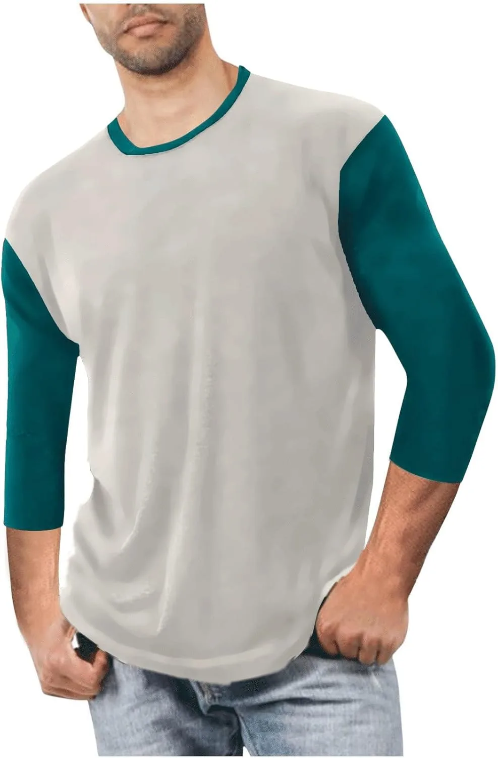 Мужская футболка с длинным рукавом 3/4 и круглым вырезом
Мужская футболка с длинным рукавом 3/4 и круглым вырезом