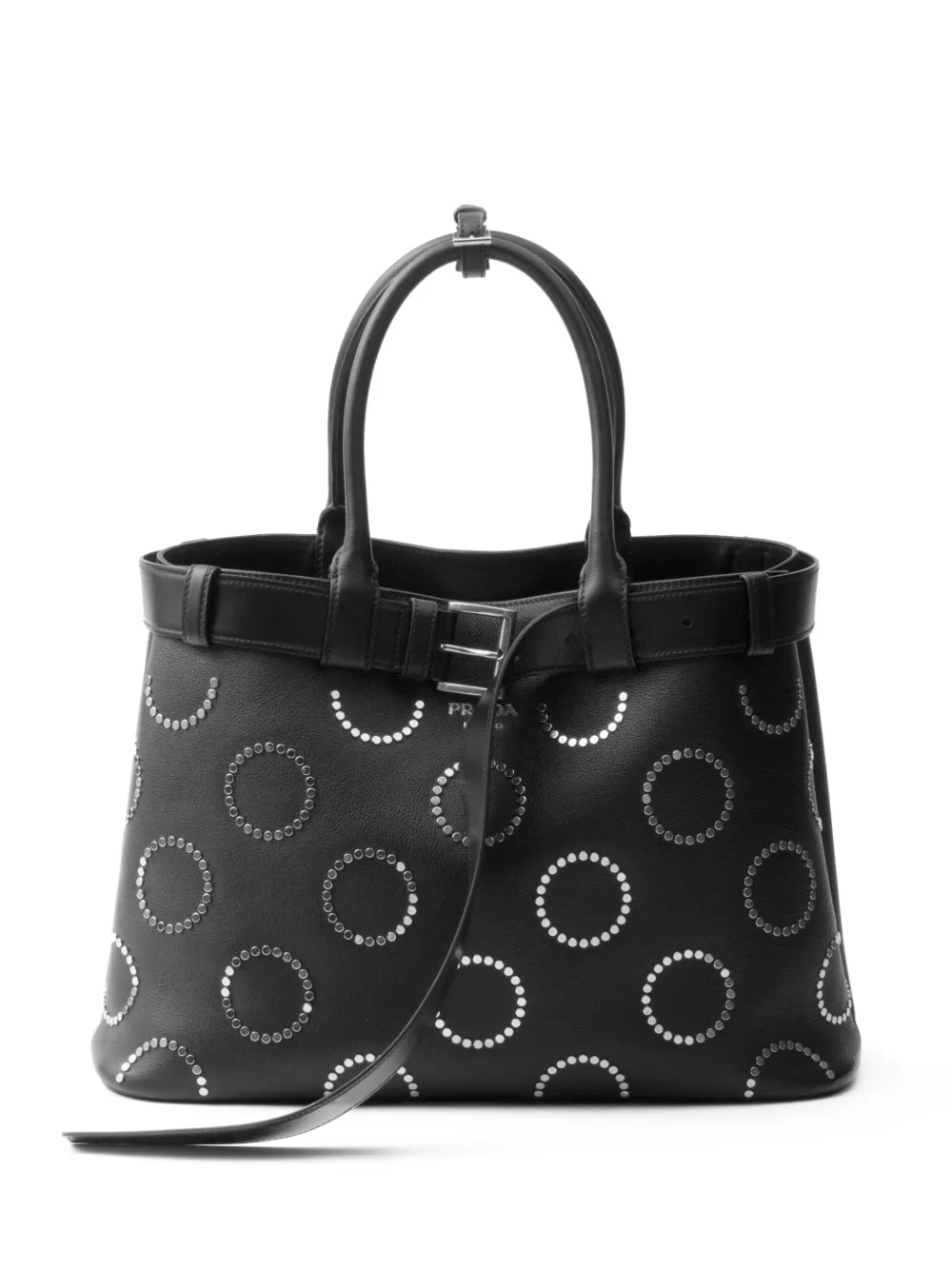 Сумка-тоут с заклепками Prada, черный
Сумка-тоут с заклепками Prada, черный