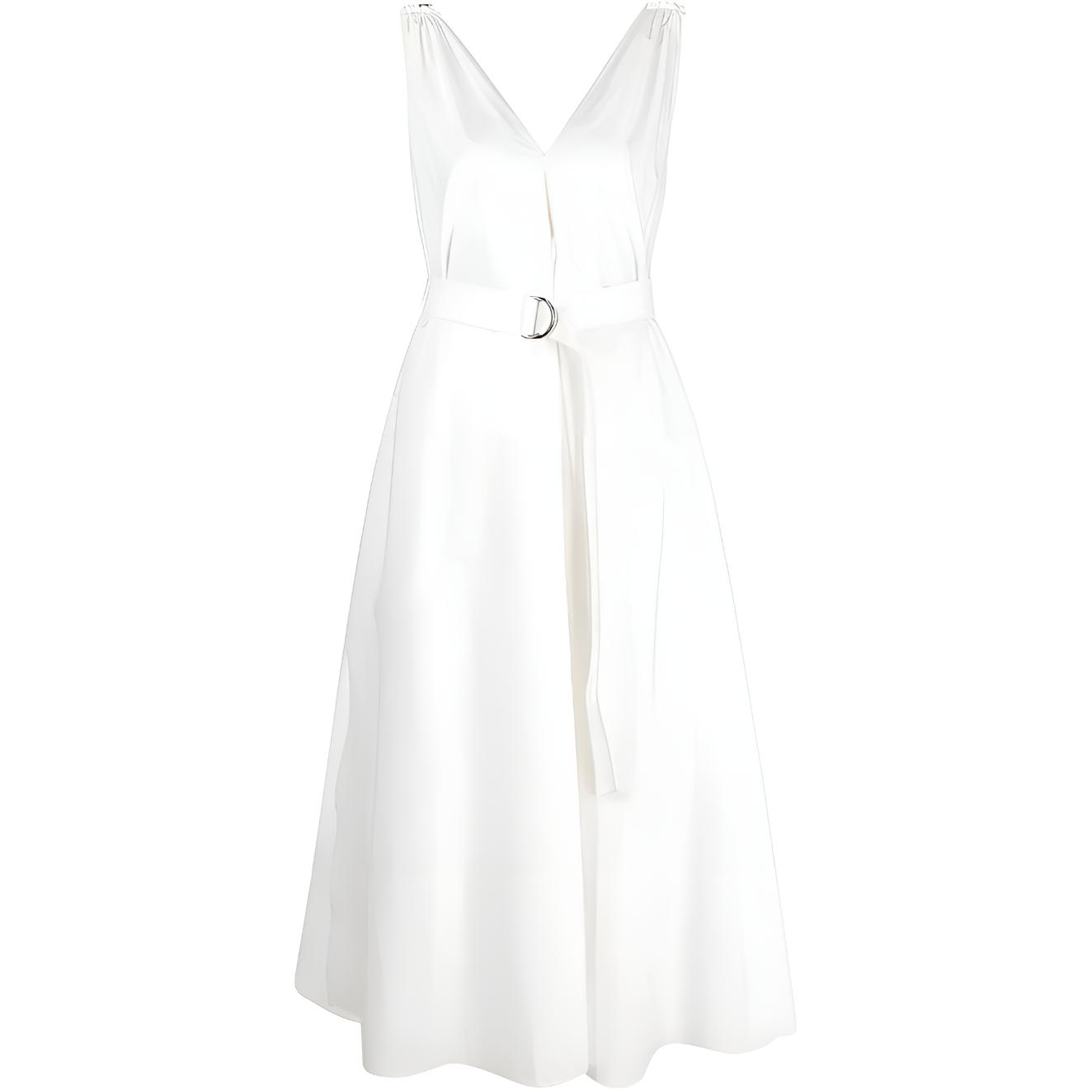 Поясное платье миди с плиссировкой Brunello Cucinelli, белый
Поясное платье миди с плиссировкой Brunello Cucinelli, белый