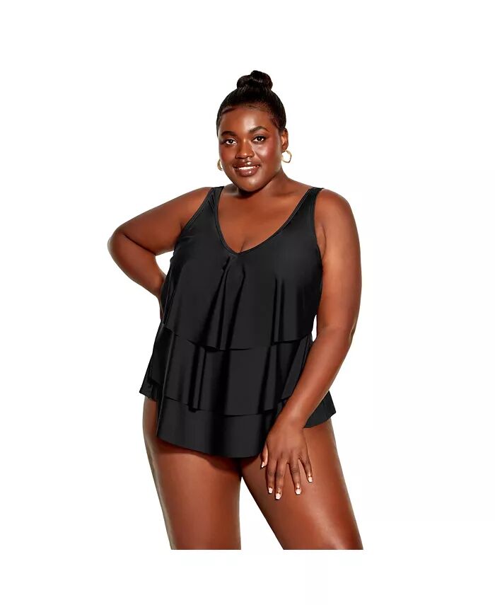 Женский топ танкини большого размера V-образной формы AVENUE, черный 
Женский топ танкини большого размера V-образной формы AVENUE, черный