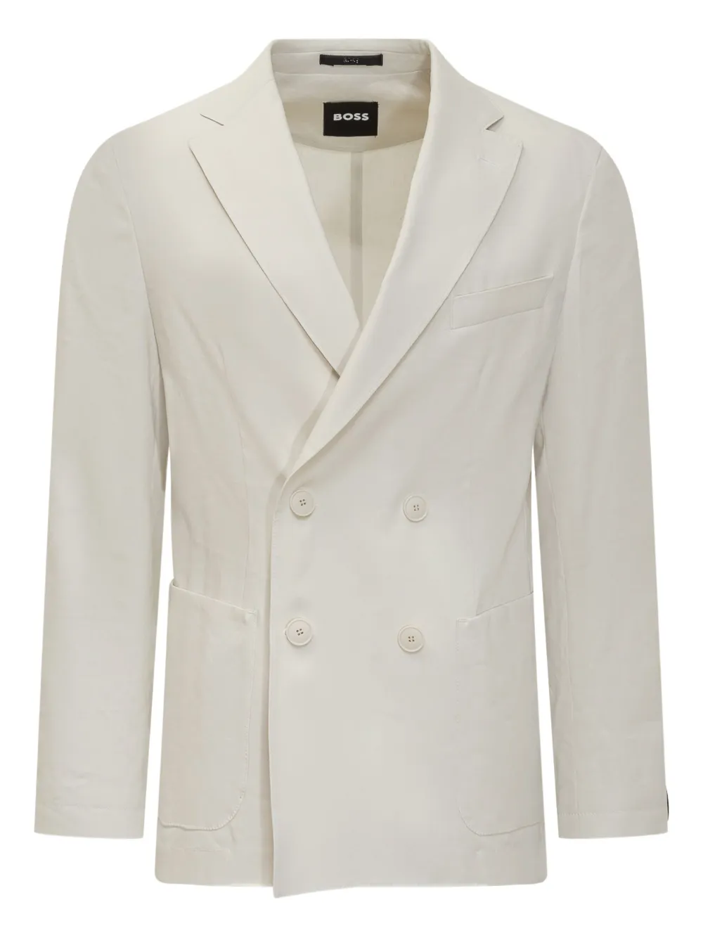 Двубортный пиджак с накладными карманами BOSS, белый
Двубортный пиджак с накладными карманами BOSS, белый
