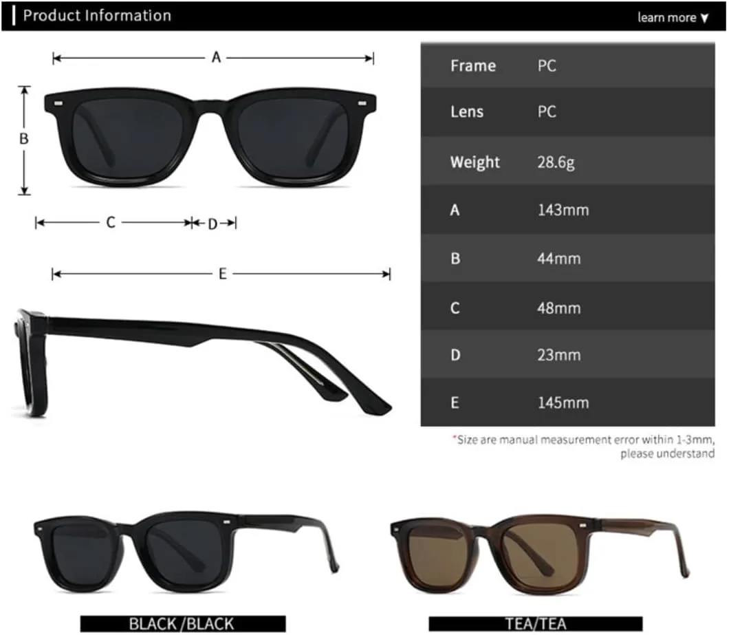 Ретро-солнцезащитные очки с квадратными заклепками для женщин, модные трендовые очки для мужчин и активного отдыха, защита от УФ-излучения UV400 TVTBBVV, Brown Tea
Ретро-солнцезащитные очки с квадратными заклепками для женщин, модные трендовые очки для мужчин и активного отдыха, защита от УФ-излучения UV400 TVTBBVV, Brown Tea