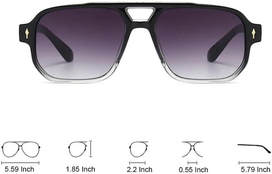 Мужские квадратные солнцезащитные очки OZPYKAE, ретро-очки с защитой UV400 и двойной перемычкой, модные прямоугольные женские солнцезащитные очки-авиаторы, Black Grey
Мужские квадратные солнцезащитные очки OZPYKAE, ретро-очки с защитой UV400 и двойной перемычкой, модные прямоугольные женские солнцезащитные очки-авиаторы, Black Grey