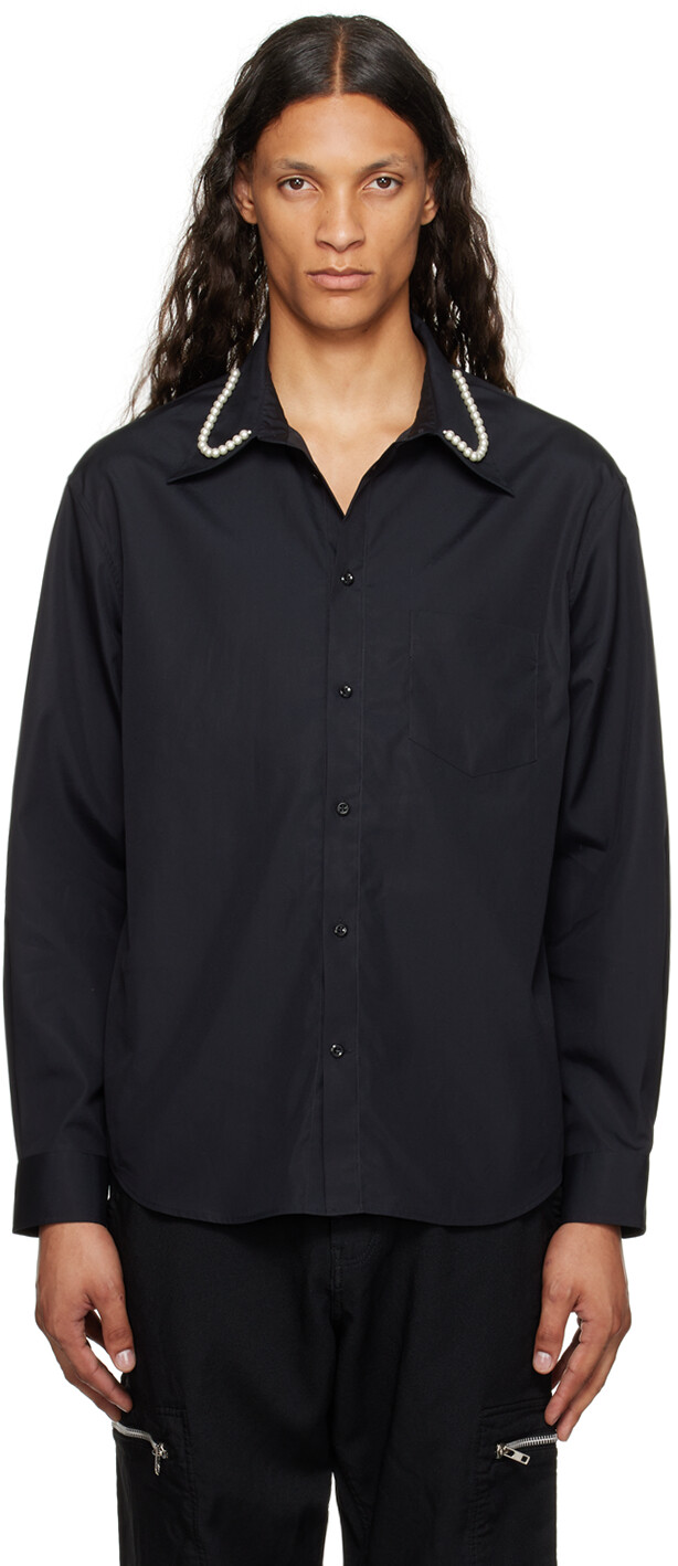 Черная жемчужная рубашка Simone Rocha
Черная жемчужная рубашка Simone Rocha