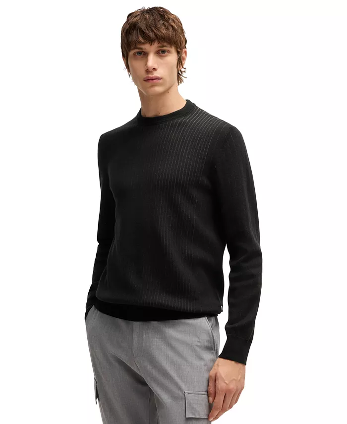 Мужской свитер с вертикальными полосками Regular-Fit Hugo Boss, черный
Мужской свитер с вертикальными полосками Regular-Fit Hugo Boss, черный