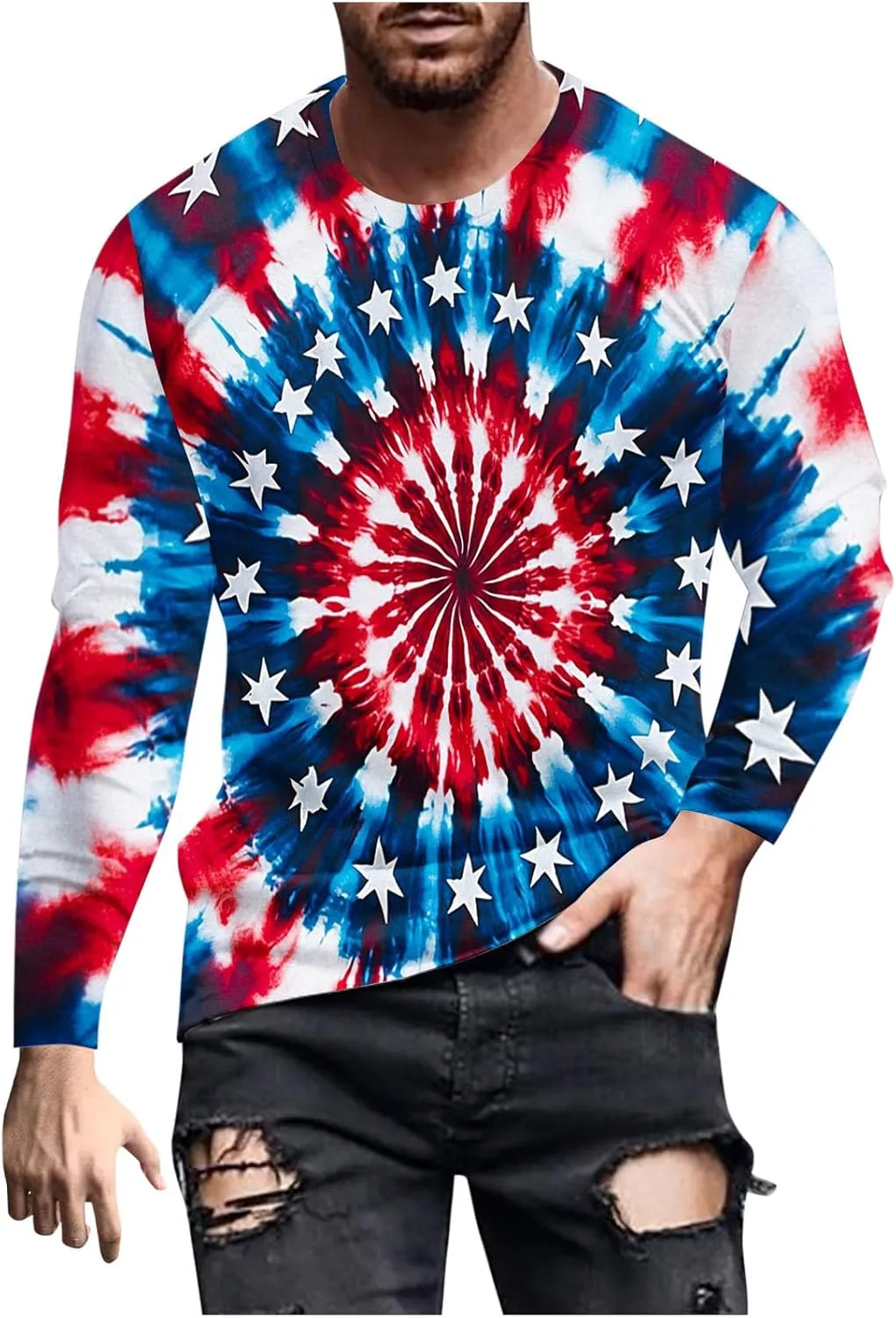 Мужская футболка с длинным рукавом в стиле тай-дай с принтом, хлопок
Мужская футболка с длинным рукавом в стиле тай-дай с принтом, хлопок