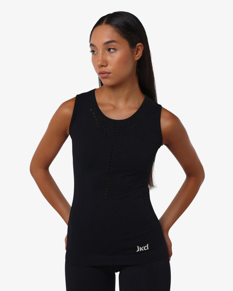 JAKED Черная синтетическая майка для фитнеса для женщин
JAKED Черная синтетическая майка для фитнеса для женщин