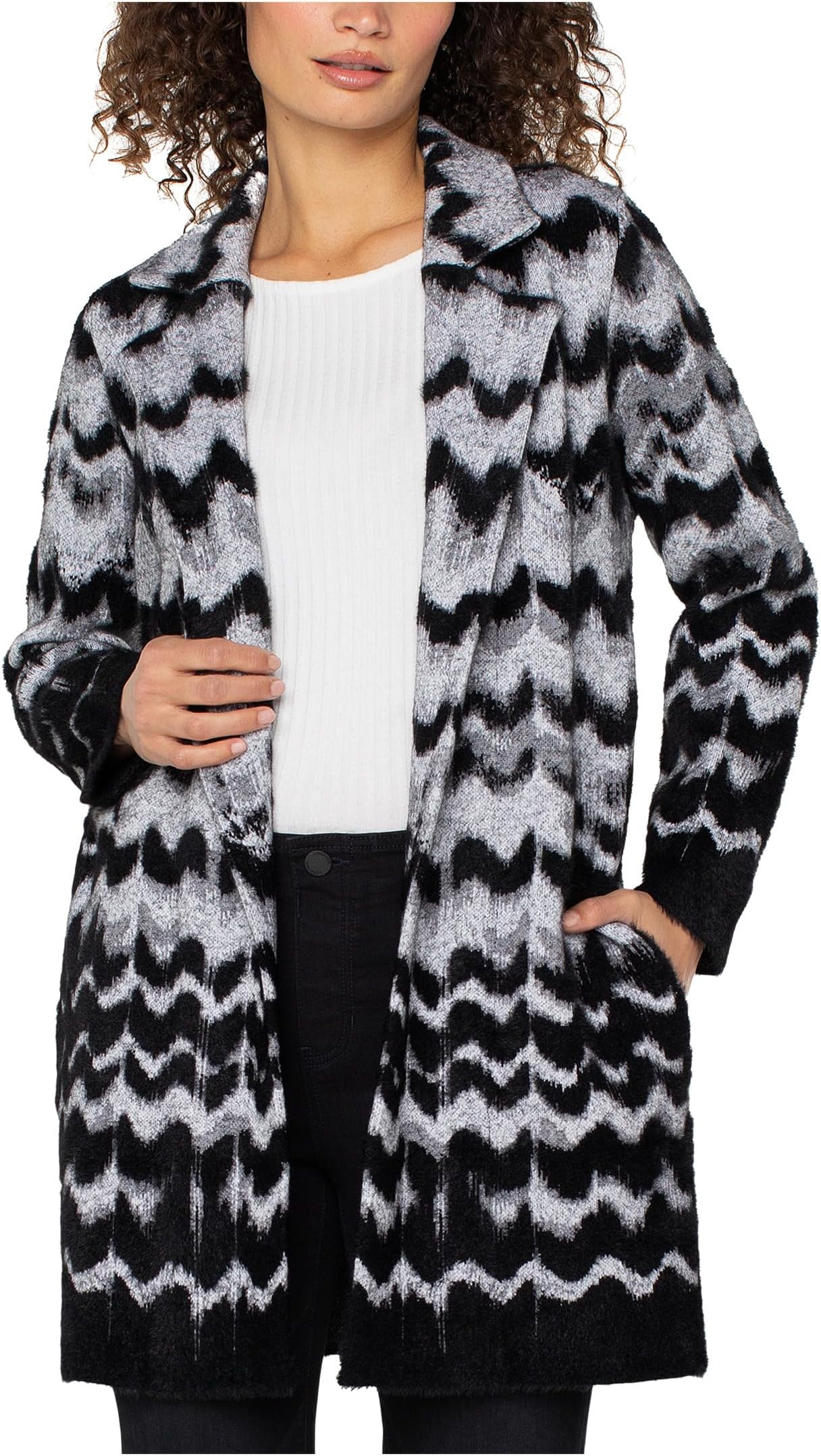 Свитер Liverpool Los Angeles Women's Long Sleeve Open Front Sweater Coat, Black Grey Wavy Stripe
Свитер Liverpool Los Angeles Women's Long Sleeve Open Front Sweater Coat, Black Grey Wavy Stripe