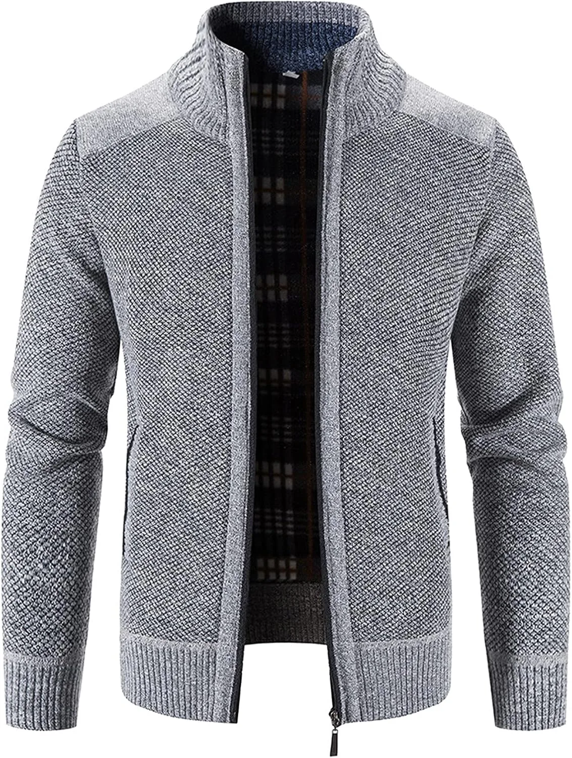 Мужской кардиган с воротником стойкой и карманами
Мужской кардиган с воротником стойкой и карманами