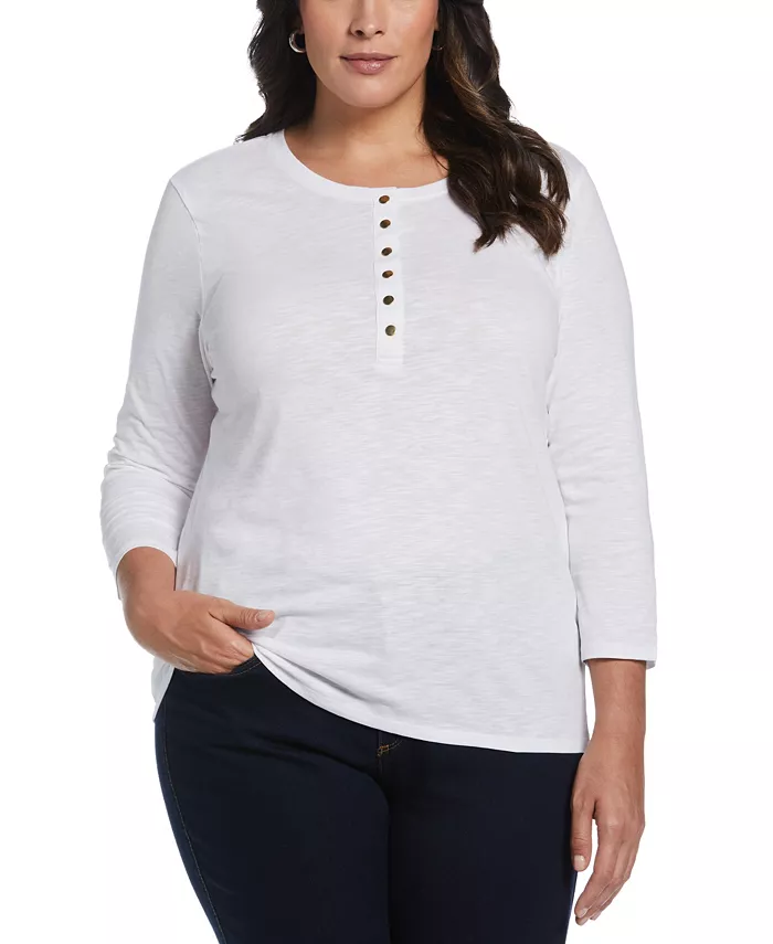 Хлопковый топ-хенли больших размеров с рукавами 3/4 ELLA Rafaella, белый
Хлопковый топ-хенли больших размеров с рукавами 3/4 ELLA Rafaella, белый