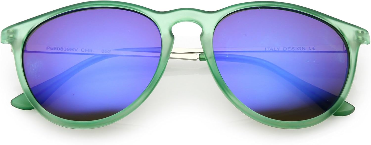 zeroUV - Современные солнцезащитные очки с металлическими дужками, круглыми зеркальными линзами и роговой оправой, диаметр линз 52 мм, Matte Green Silver / Blue Mirror
zeroUV - Современные солнцезащитные очки с металлическими дужками, круглыми зеркальными линзами и роговой оправой, диаметр линз 52 мм, Matte Green Silver / Blue Mirror