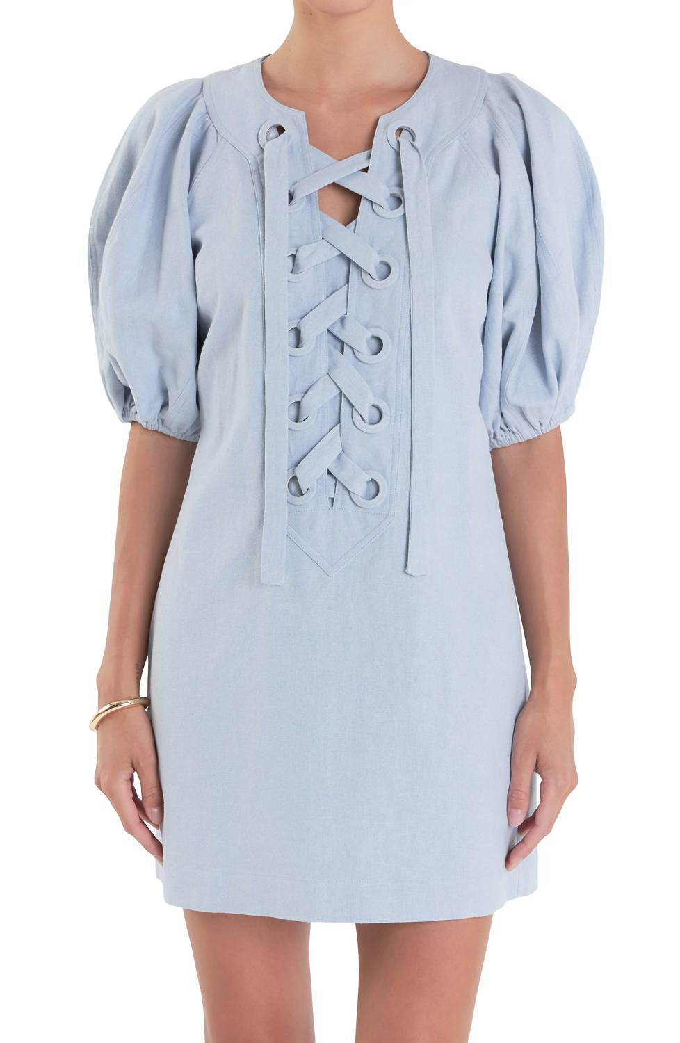 Мини-платье на шнуровке в пудрово-голубом цвете English Factory
Мини-платье на шнуровке в пудрово-голубом цвете English Factory