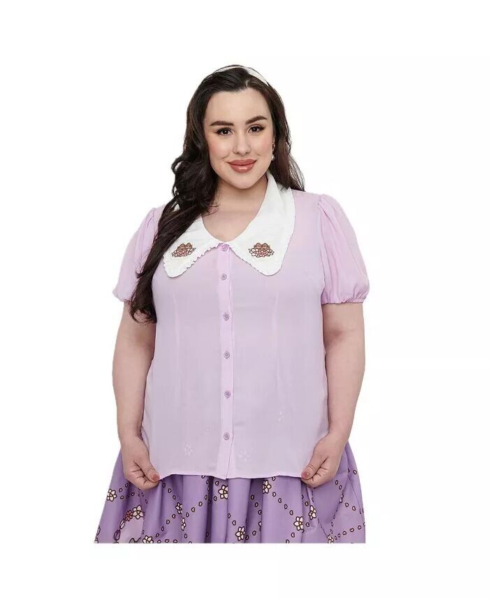 Плюс размер Блузка с коротким рукавом и воротником большого размера Unique Vintage, фиолетовый
Плюс размер Блузка с коротким рукавом и воротником большого размера Unique Vintage, фиолетовый