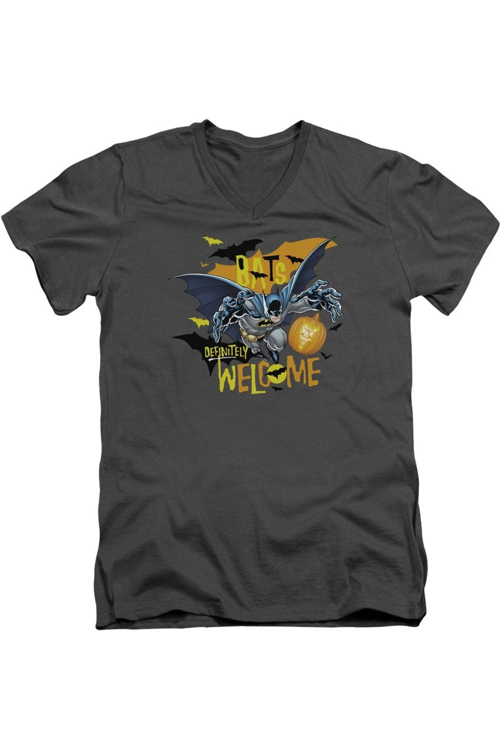 Футболка с коротким рукавом и V-образным вырезом для взрослых Batman Bats Welcome Gildan, цвет charcoal
Футболка с коротким рукавом и V-образным вырезом для взрослых Batman Bats Welcome Gildan, цвет charcoal
