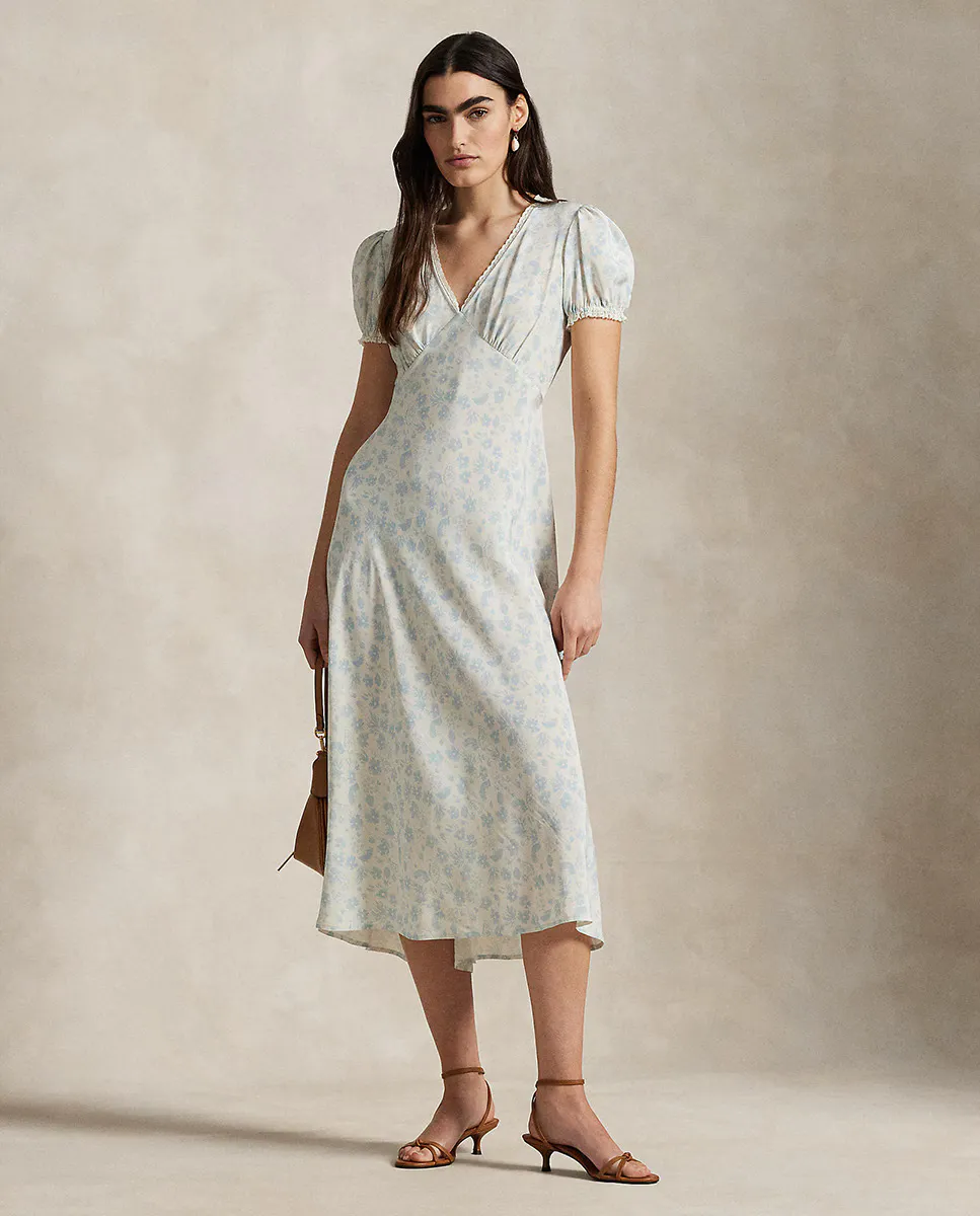 Шелковое платье с цветочным принтом Polo Ralph Lauren, белый
Шелковое платье с цветочным принтом Polo Ralph Lauren, белый