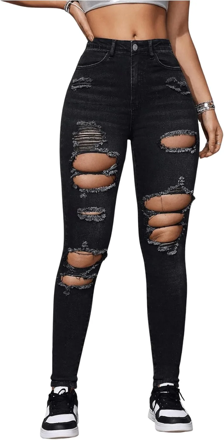 Женские джинсы Floerns скинни с высокой талией, рваные и эластичные
Женские джинсы Floerns скинни с высокой талией, рваные и эластичные