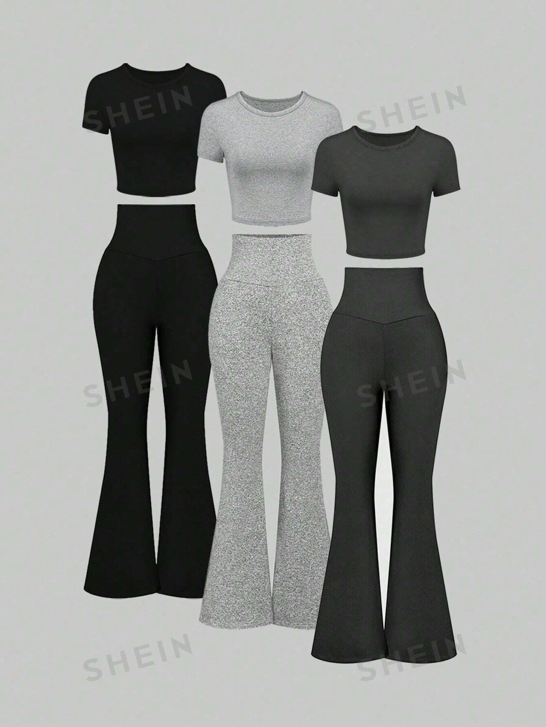 EZwear, Женская летняя однотонная футболка размера плюс с круглым вырезом, короткими рукавами и расклешенные брюки, повседневный комплект из двух предметов Shein, мультиколор
EZwear, Женская летняя однотонная футболка размера плюс с круглым вырезом, короткими рукавами и расклешенные брюки, повседневный комплект из двух предметов Shein, мультиколор