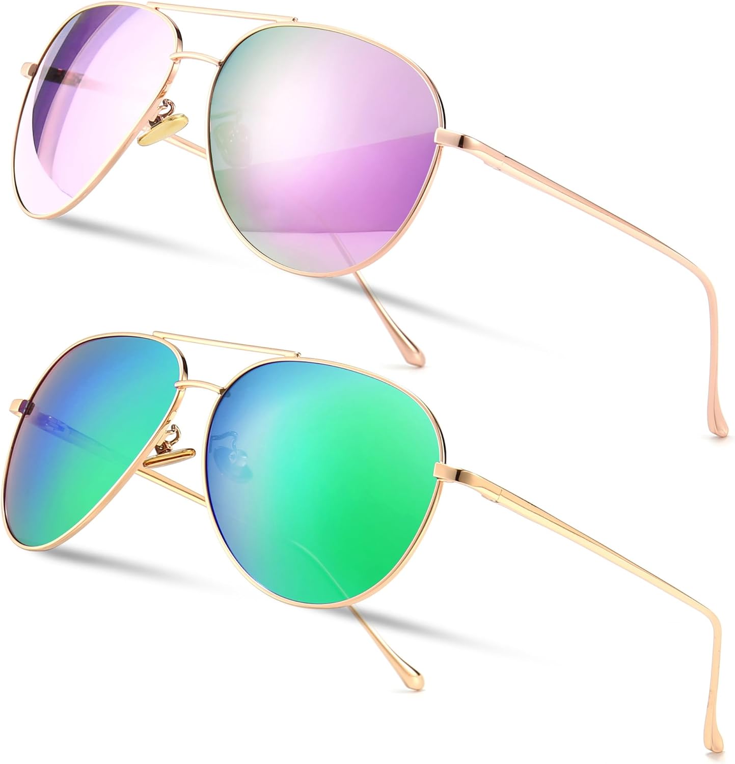 Женские легкие солнцезащитные очки-авиаторы SUNGAIT большого размера — классический стиль, поляризованные линзы, 2 Pack (Polarized): Rose Gold/Purple Mirrored+green Mirrored
Женские легкие солнцезащитные очки-авиаторы SUNGAIT большого размера — классический стиль, поляризованные линзы, 2 Pack (Polarized): Rose Gold/Purple Mirrored+green Mirrored